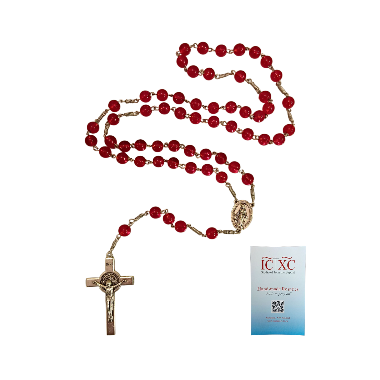 SJB Handmade Rosary - Red Glass
