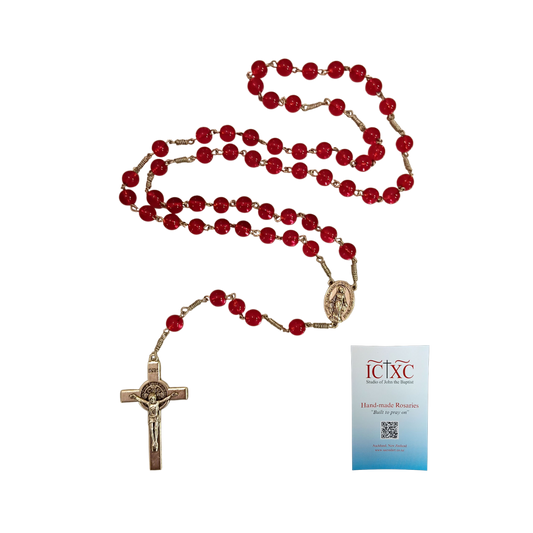 SJB Handmade Rosary - Red Glass