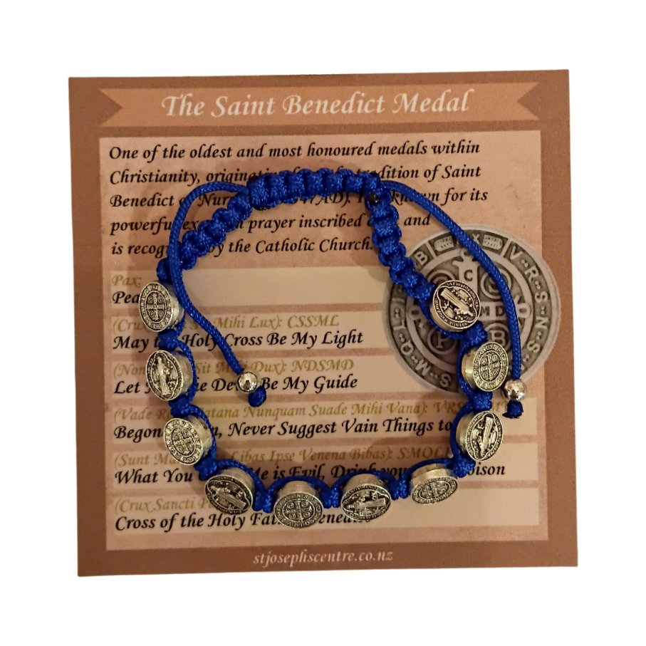 St Benedict Medal Decade Bracelet - Blue