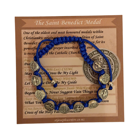 St Benedict Medal Decade Bracelet - Blue