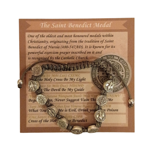 St Benedict Medal Decade Bracelet - Grey
