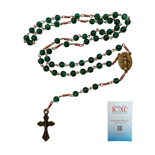 SJB Handmade Rosary - Emerald Glass