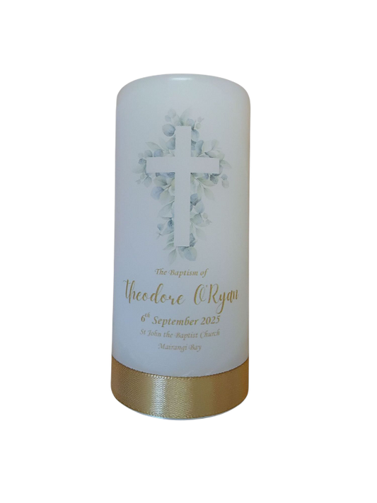Baptism Candle 14cm: Floral 3