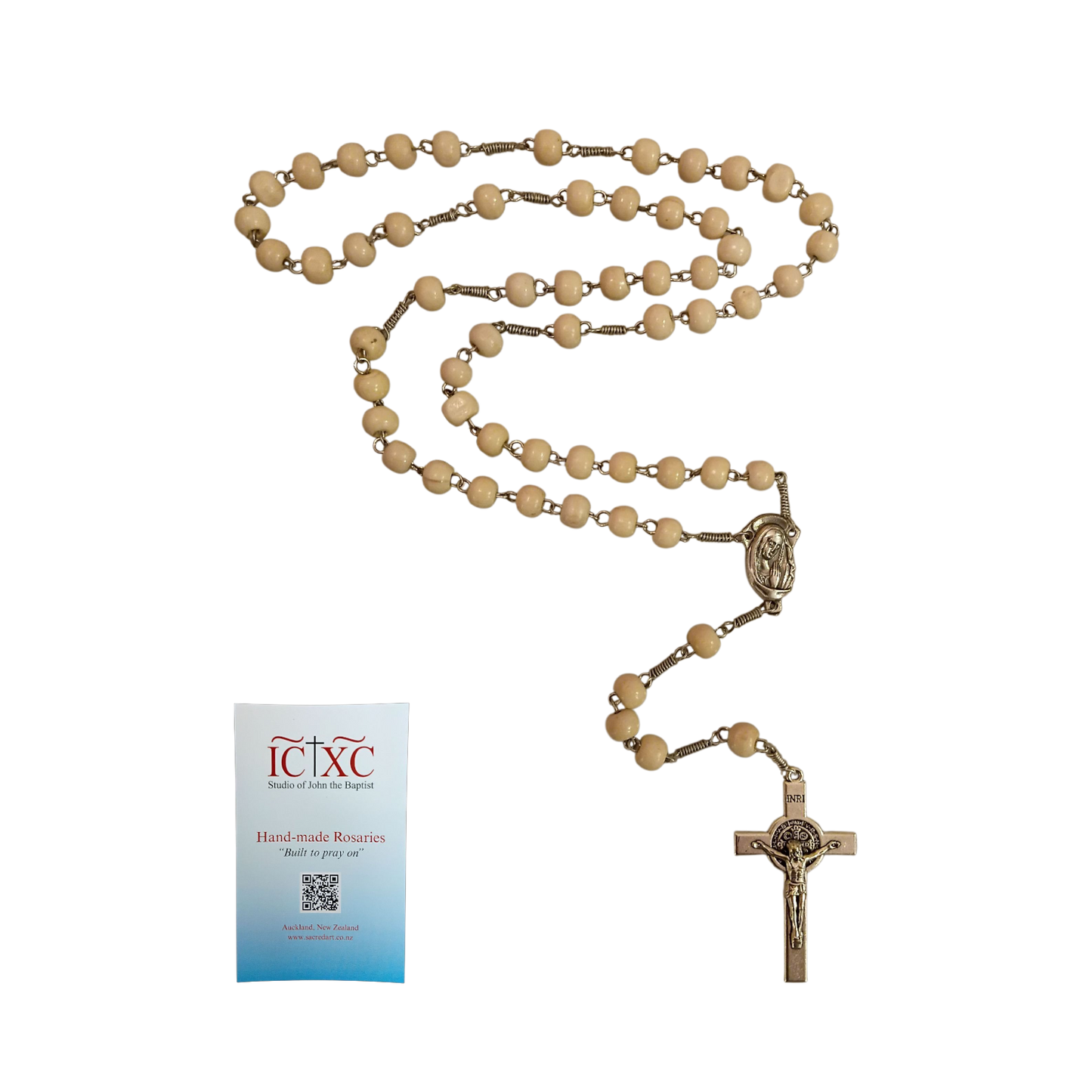SJB Handmade Rosary - Ivory wooden beads