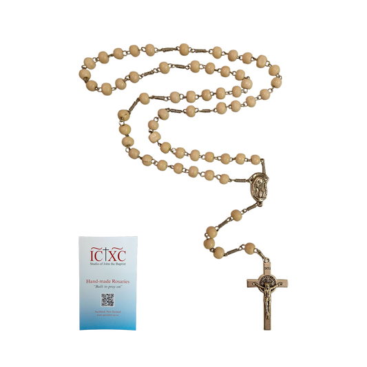 SJB Handmade Rosary - Ivory wooden beads