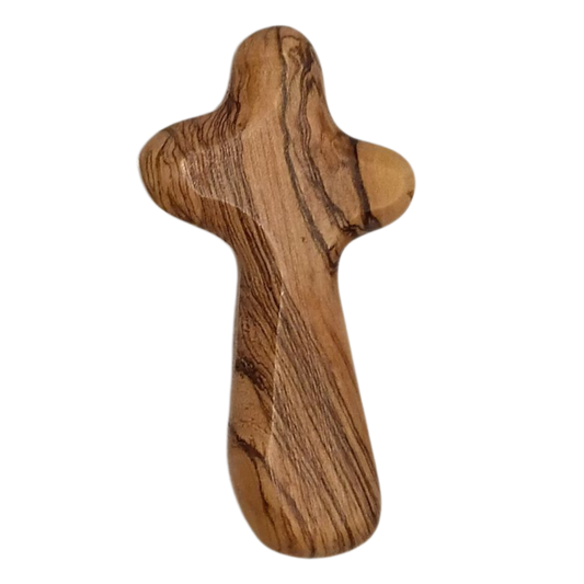 Hand Held Comfort Cross: Olive Wood from Israel