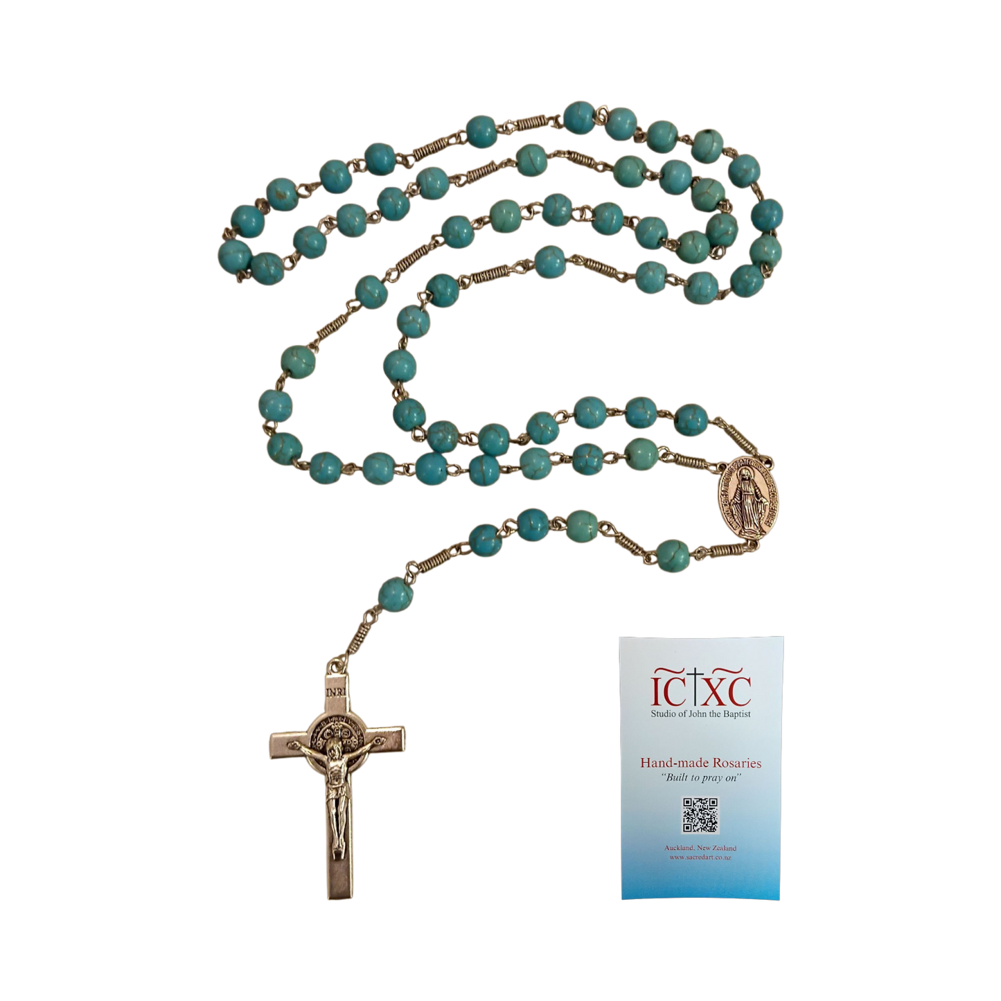 SJB Handmade Rosary - Aqua Blue 2