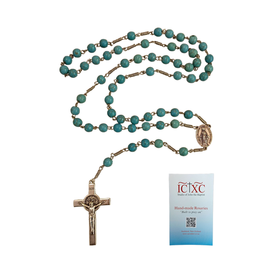 SJB Handmade Rosary - Aqua Blue 2