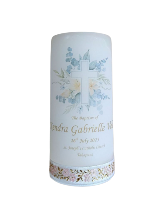 Baptism Candle 14cm: Floral 1