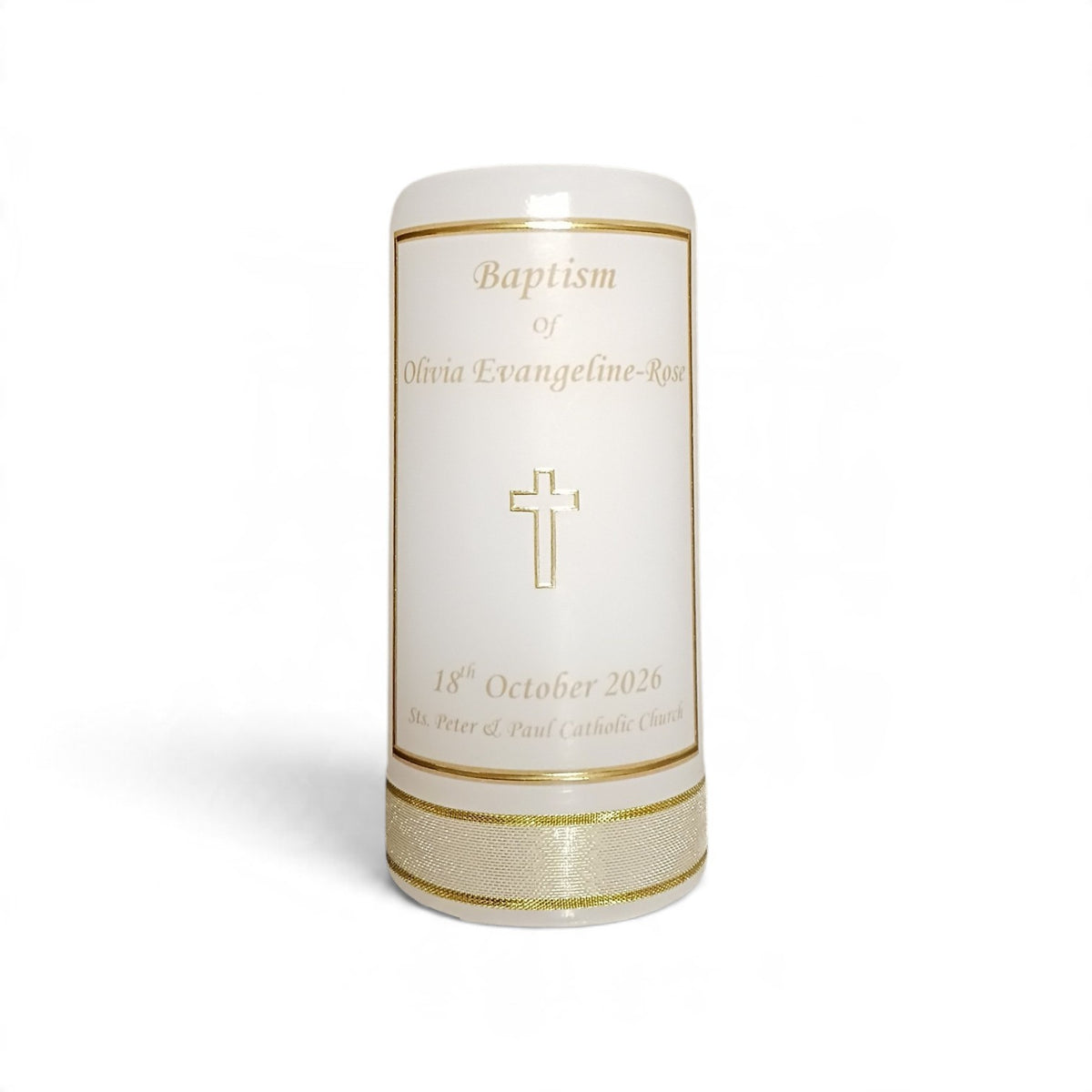Personalised Baptism Candle 14cm: OG Design
