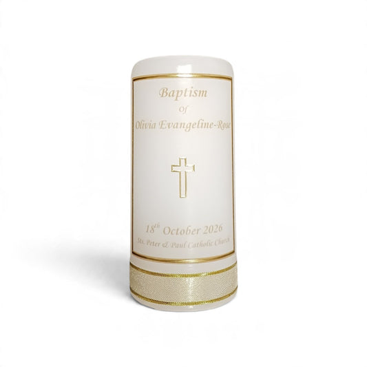 Personalised Baptism Candle 14cm: OG Design