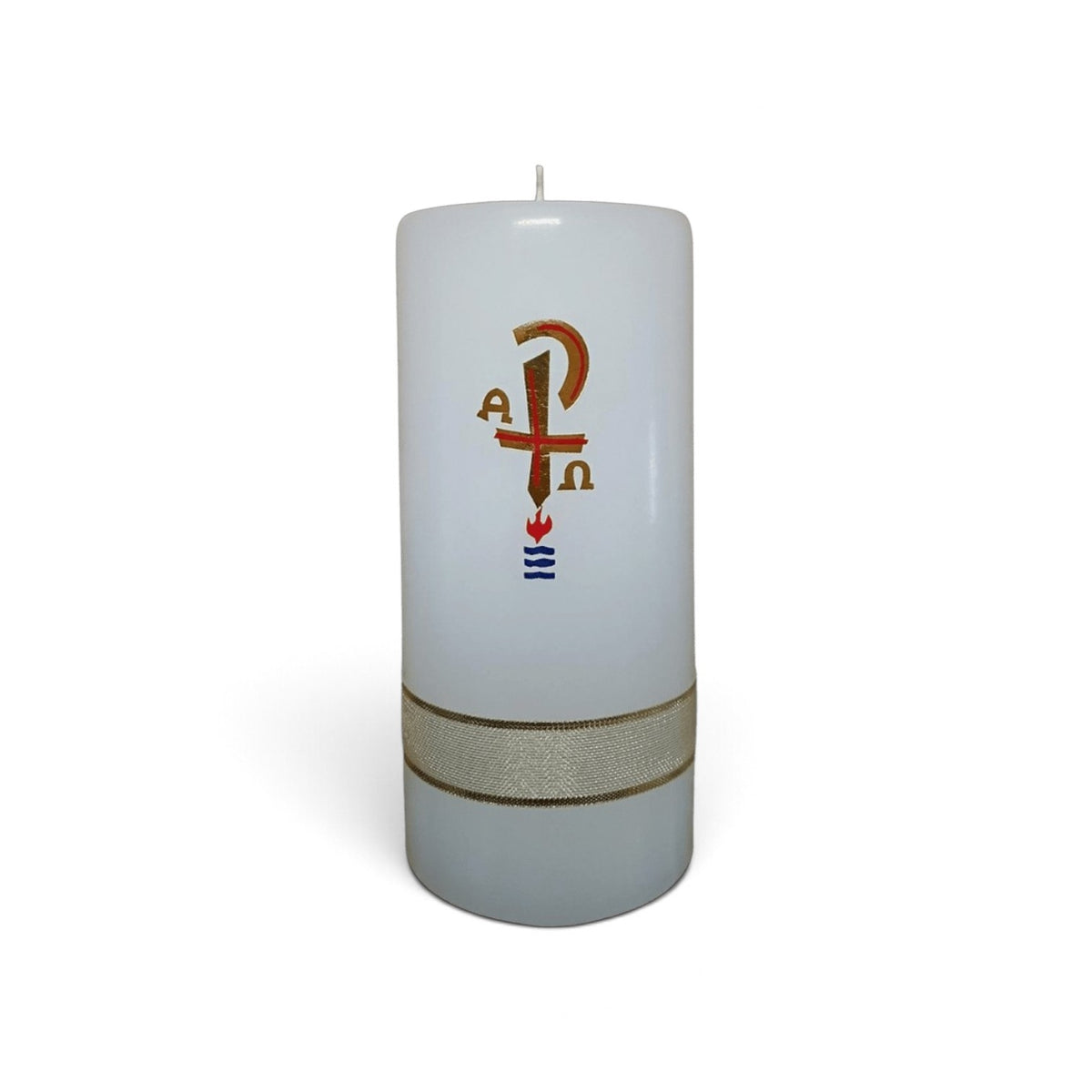 Baptism Candle 14cm: Alpha and Omega
