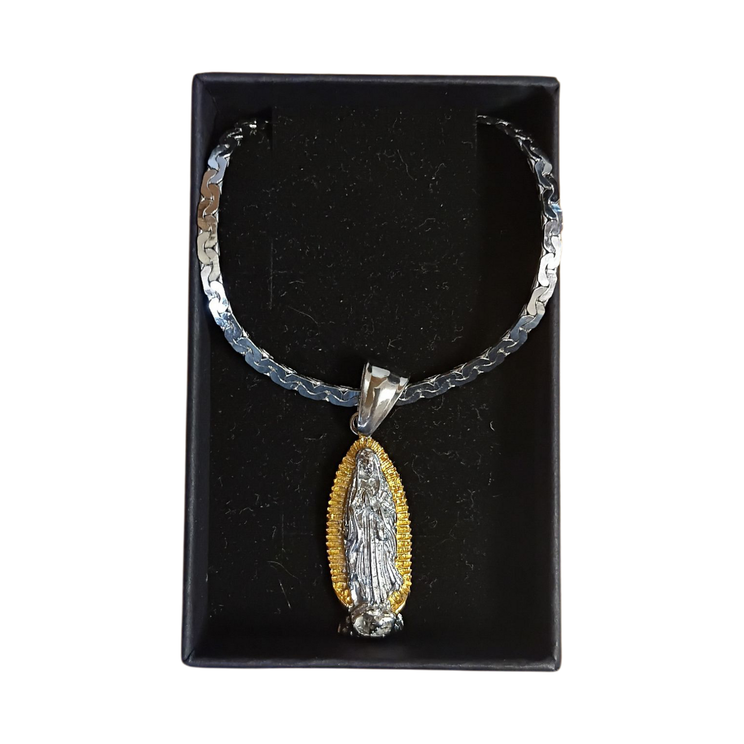 Our Lady of Guadalupe Gold & Silver Plated medallion & chain