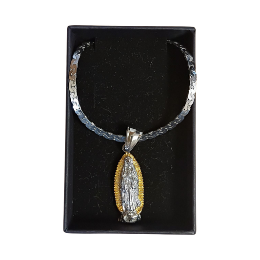Our Lady of Guadalupe Gold & Silver Plated medallion & chain
