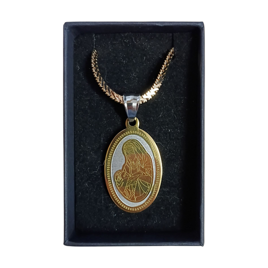 Madonna and Child Gold & Silver plated Medal on Chain