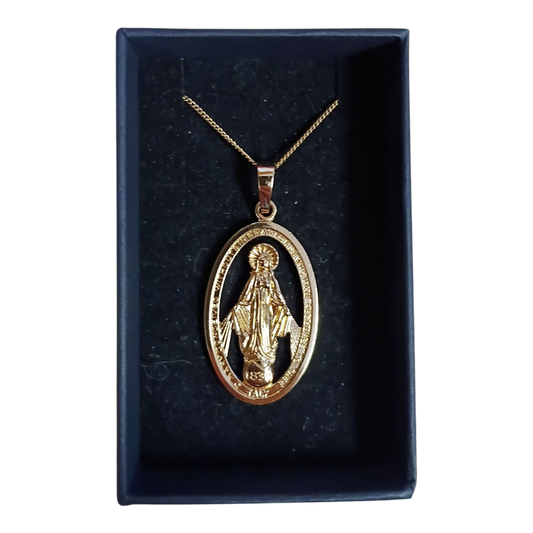 Gold Plated Miraculous Medal 3cm with chain
