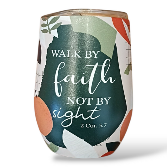 Tumbler Mug St/Steel 360ml - Walk by Faith - Beige
