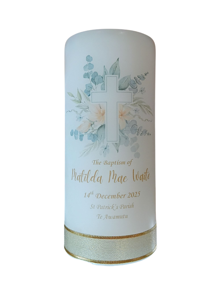 Baptism Candle 14cm: Floral 1