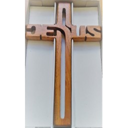 Mahogany Cross Jesus 20cm