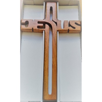 Mahogany Cross Jesus 20cm