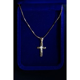 Gold Cross inlaid w silver cross in centre & gold chain Gold Cross inlaid w silver cross in centre & gold chain