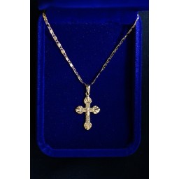 Gold Crucifix fluted ends with gold chain Gold Crucifix fluted ends with gold chain