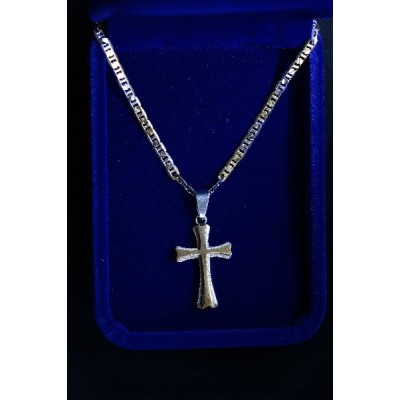 Cross Silver inlaid with Gold cross & chain