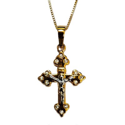 Crucifix with Diamantes 25mm & snake chain