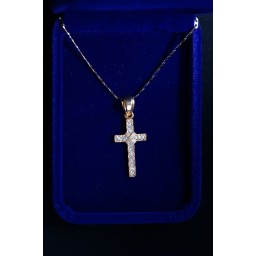 Gold Cross Stones & Motif in Centre and Chain Gold Cross Stones & Motif in Centre and Chain