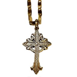 Gold Rose Cross Coptic design with gold plated chain