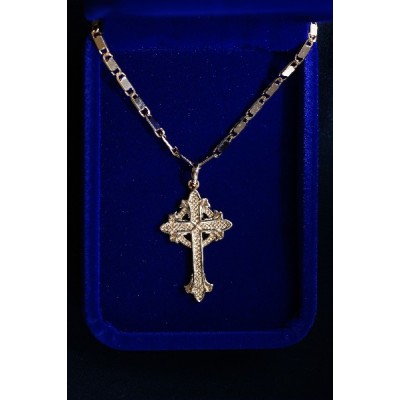 Gold Rose Cross Coptic design with gold plated chain