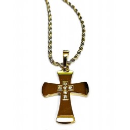 Gold Cross w Jewel overlaid Cross and chain