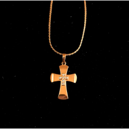 Gold Cross w Jewel overlaid Cross and chain