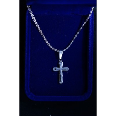 Silver Cross overlaid with smaller Cross on silver chain