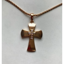Cross Rose Gold overlaid with Cross with stones, Chain