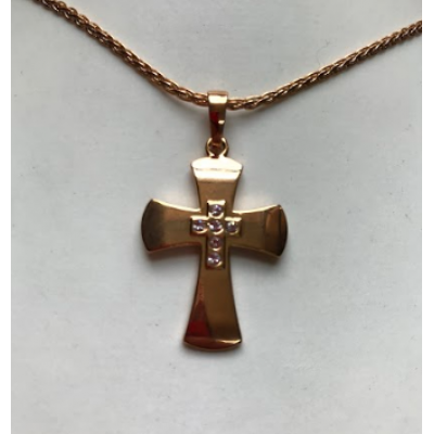 Cross Rose Gold overlaid with Cross with stones, Chain