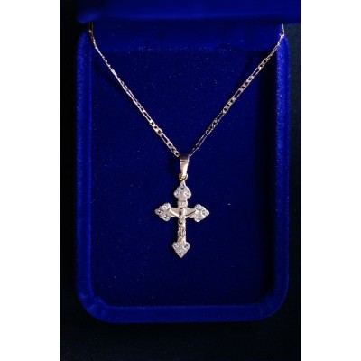 Crucifix Rose Gold 12 jewels and chain