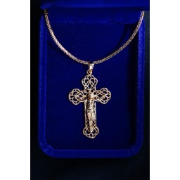 Crucifix Gold Filigree with Chain