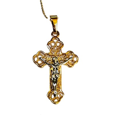 Crucifix Gold Filigree with Chain