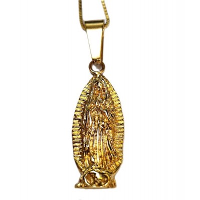 Our Lady of Guadalupe Oval gold medallion & chain