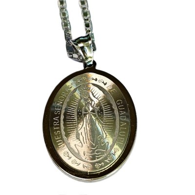 Our Lady of Guadalupe Silver medallion silver chain