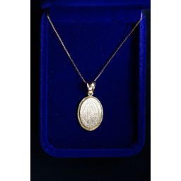 Our Lady of Guadalupe, gold Oval medal & chain