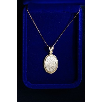 Our Lady of Guadalupe, gold Oval medal & chain