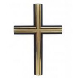 Wood Cross Large Black & Gold 33 x 18cm