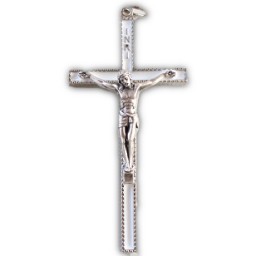 Crucifix White Metal 8.5cm