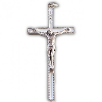 Crucifix White Metal 8.5cm