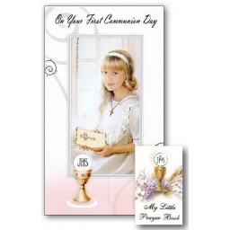 CARD: First Holy Communion Girl with Prayer Book
