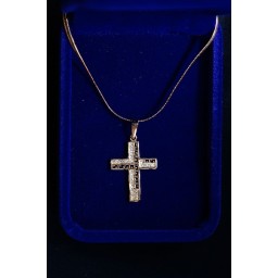 Gold Cross pattern design, inlaid stones and chain Gold Cross pattern design, inlaid stones and chain