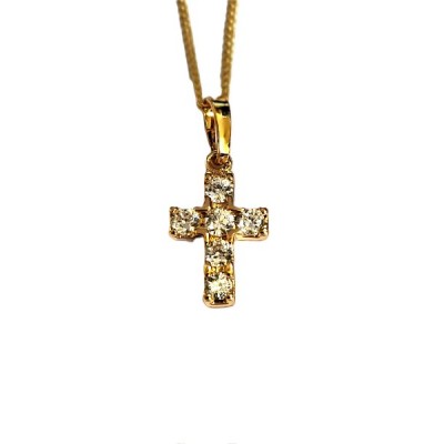 Gold Cross with stones Gold plated chain