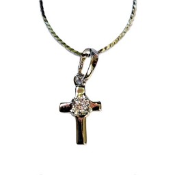 Silver Cross Tiny, with jewel centre and chain